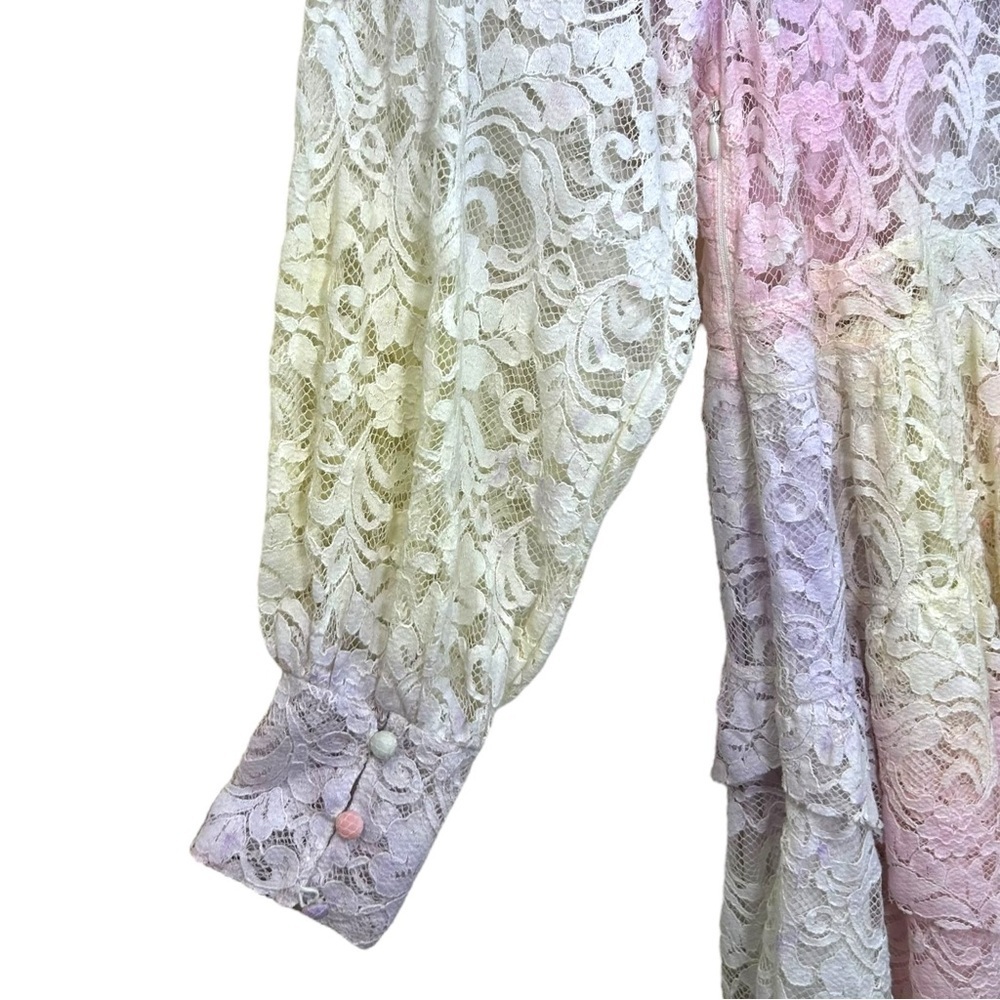 LoveShackFancy Pastel Lace Mini Dress in Pink, Purple, Cream - Picture 13 of 16